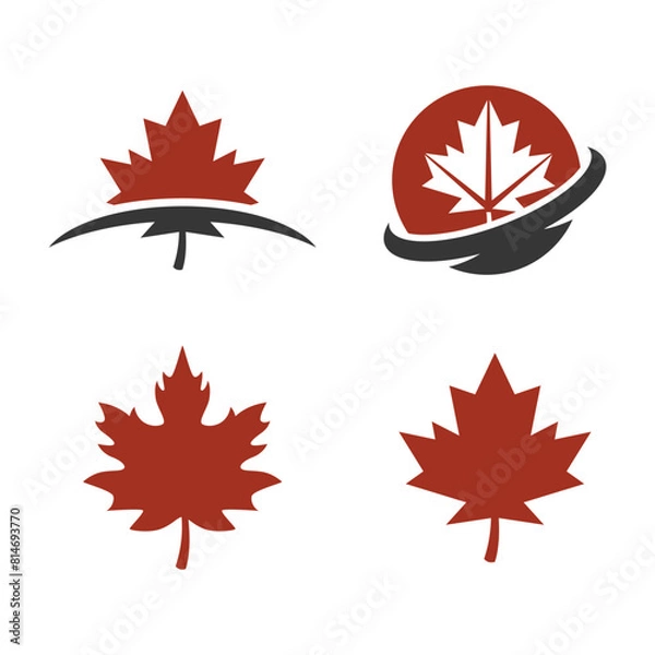 Fototapeta Set of Maple leaf logo template vector icon illustration, Maple leaf vector illustration.