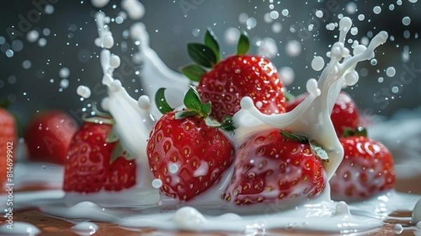 Obraz strawberries and milk splash