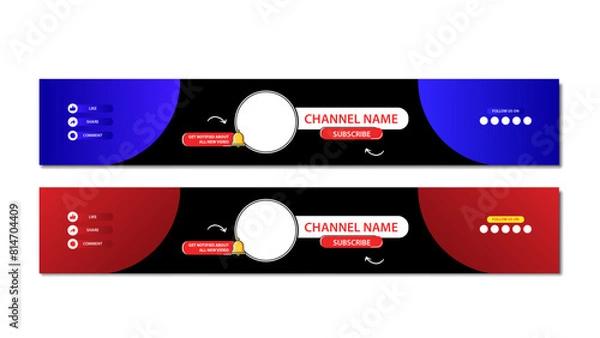 Obraz Blank YouTube Banner Template in Blue and Red Color Combination.