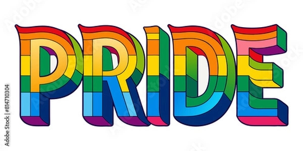Obraz Rainbow colors phrase "PRIDE" . Isolated png image with no background. Lgtb pride.