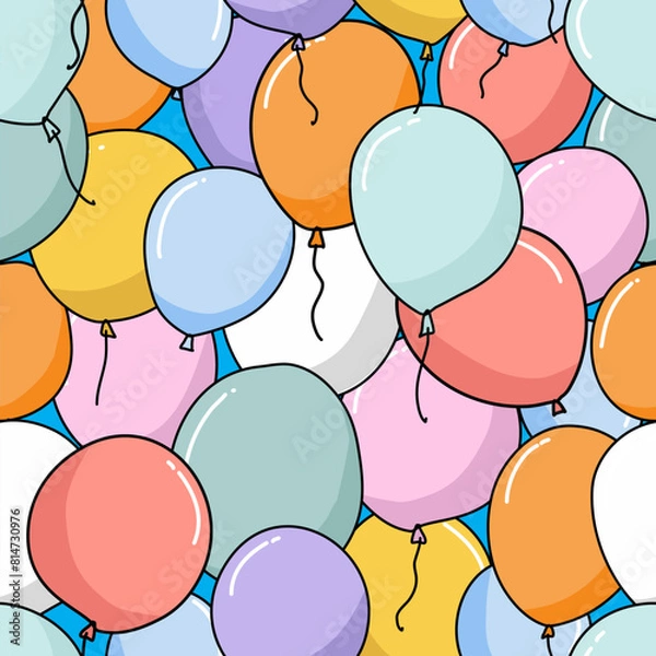 Fototapeta Birthday party Seamless Background ⁬With Coloful Balloons joy fun children background, anniversary party design