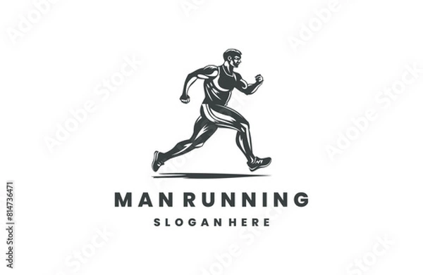 Fototapeta Man running logo icon design template vector illustration