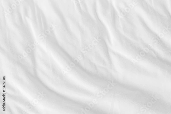 Fototapeta Close up white wrinkled fabric texture rippled surface, Soft focus.