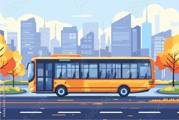 Fototapeta Bus illustration. Bus for transporting people. Urban and intercity mode of transport.