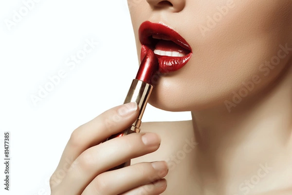 Obraz beautiful lips painted red lipstick