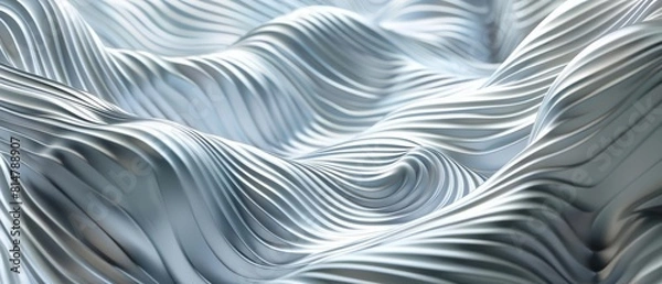 Fototapeta Background of wavy lines and white silver geometric patterns create a serene yet sophisticated atmosphere, Sharpen 3d rendering background