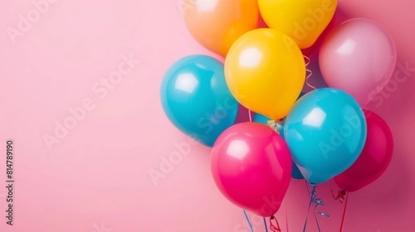 Fototapeta パーティー風の画像、カラフルな風船の束
