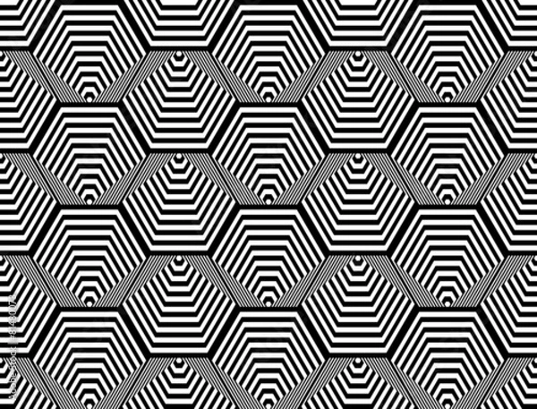 Fototapeta Design seamless monochrome hexagon geometric pattern