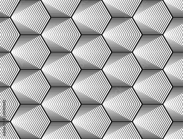 Fototapeta Design seamless monochrome hexagon geometric pattern