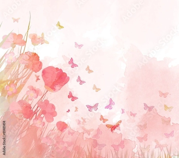 Obraz tło akwarela motyle
