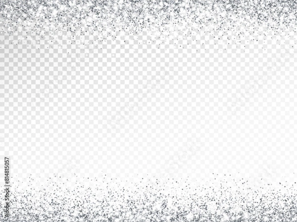 Obraz Silver or white glitter lights background. Sparkling glittering rain effect. Luxury frame for Christmas, wedding, birthday party. Transparent background can be removed in vector format.