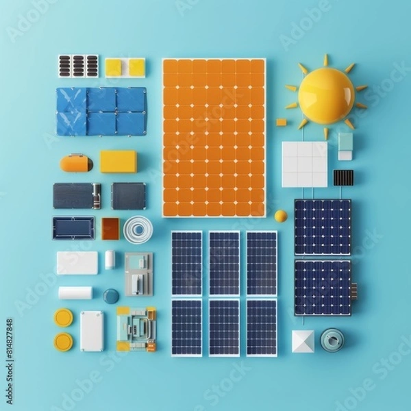 Fototapeta Assorted Solar Power Technology and Components