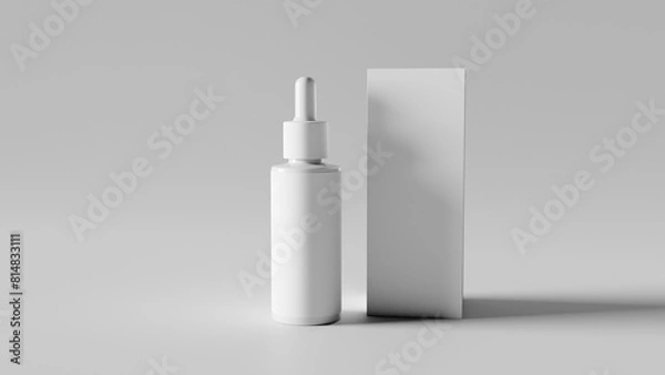 Fototapeta a white bottle and a white box on a gray surface