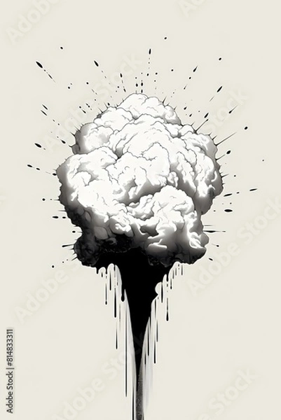 Obraz Explosion of smoke on a white background