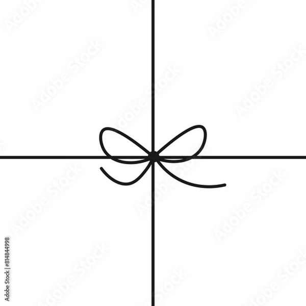 Fototapeta Bow ribbon string line black rope tie the package design vector