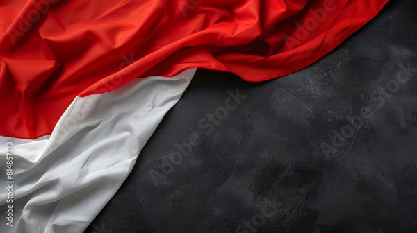 Obraz wavy indonesia flag background over dark background