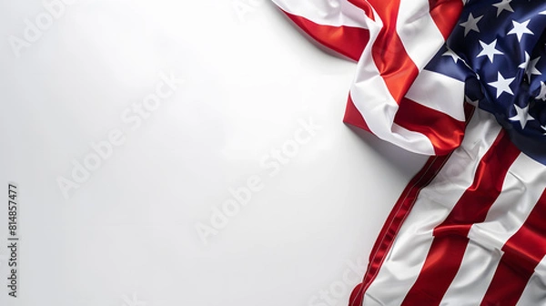 Obraz wavy USA flag background over white background with copy space
