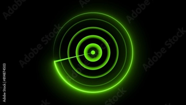 Fototapeta searching radar screen, technology radio waves signal. Neon light searching radar screen.