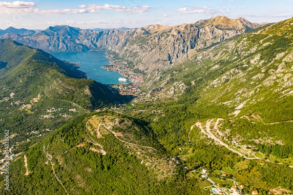 Obraz Aerial View of Kotor Bay's Magnificent Landscape