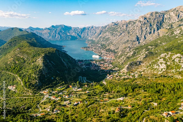 Obraz Aerial View of Kotor Bay's Magnificent Landscape