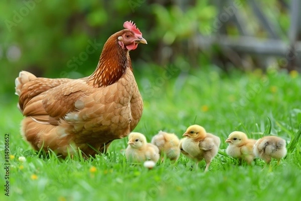 Obraz Big hen with chicks