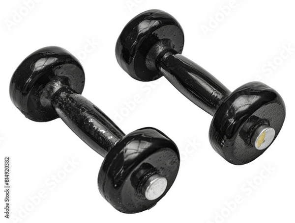 Fototapeta Black dumbbells for strength training isolated on transparent background png