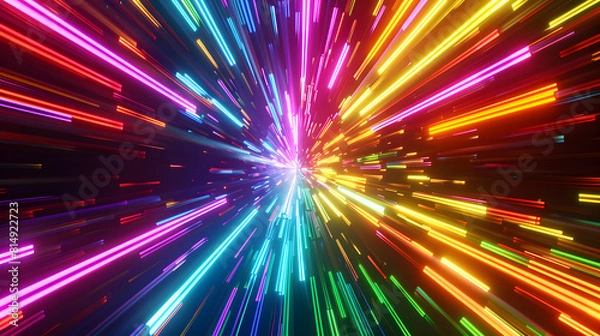 Fototapeta A colorful, neon light display with a rainbow of colors