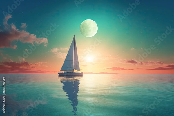 Obraz Evening sail. Sailing wallpaper.