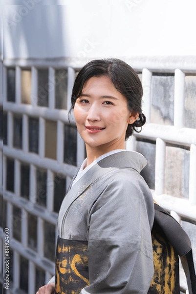 Obraz 着物を着た日本人女性
