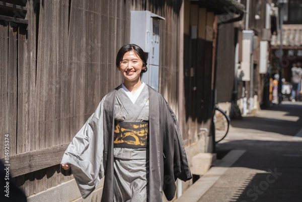 Obraz 着物を着た日本人女性