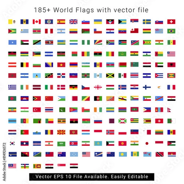 Obraz Country flags high resolution vector isolated on white background.