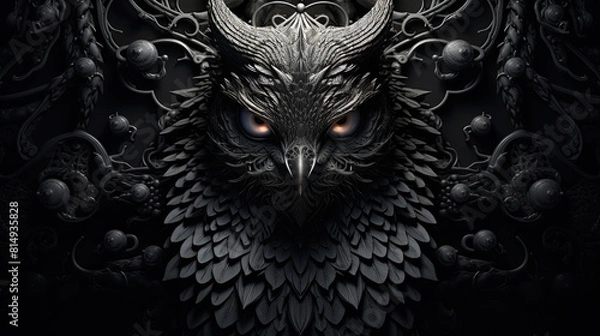 Obraz Mystical owl. Ornate background.