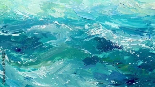 Fototapeta Tranquil ocean scene with azure blue layers backdrop