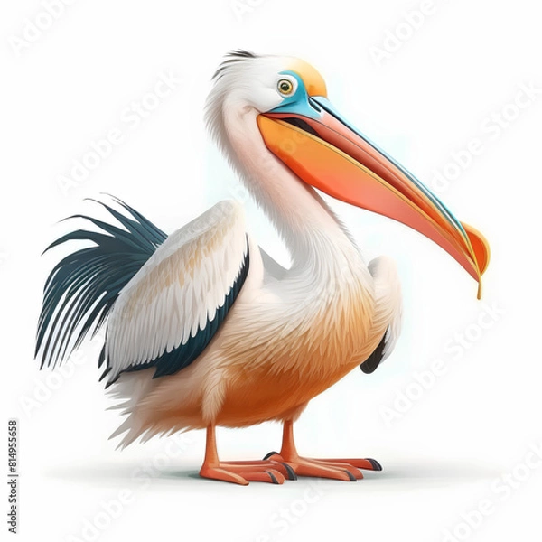 Obraz pelican on white background
