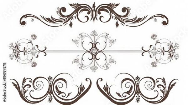 Fototapeta Ornate vintage frames and scroll elements. Classic calligraphy swirls, dividers, generative ai