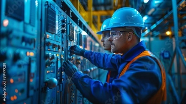 Fototapeta Engineers testing the backup power system in case of an emergency.