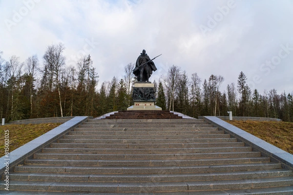 Fototapeta March 22, 2024. Russia. Leningrad region. Monument to those who died in the defense of the Fatherland.