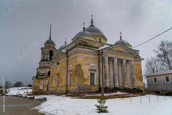 Fototapeta March 22, 2024. Russia. Tver region. The Cathedral of Boris and Gleb in the city of Staritsa.