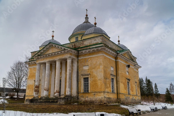 Fototapeta March 22, 2024. Russia. Tver region. The Cathedral of Boris and Gleb in the city of Staritsa.