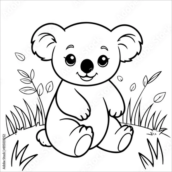 Fototapeta Vector illustration of cute Koala coloring page for kids