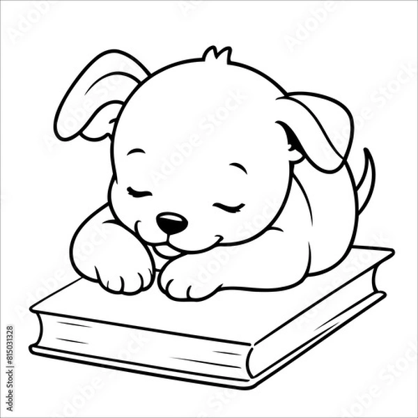 Fototapeta Vector illustration of cute Puppy coloring page for kids