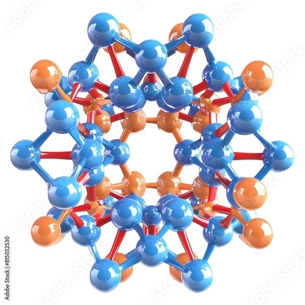 Fototapeta Molecular Diagram of a Carbohydrate Structure in Blue and Orange