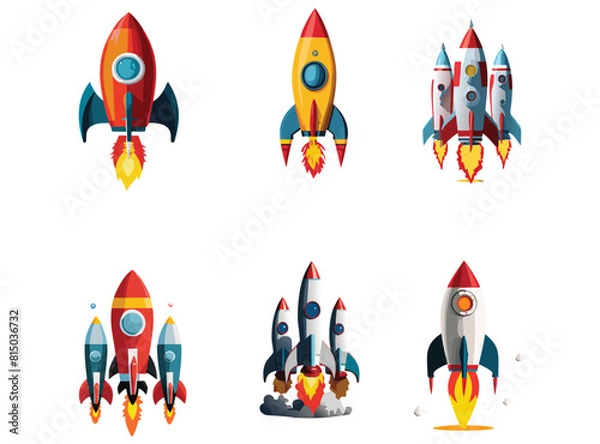 Fototapeta set of space rocket