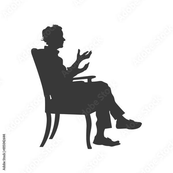 Obraz Silhouette psychologist in action full body black color only