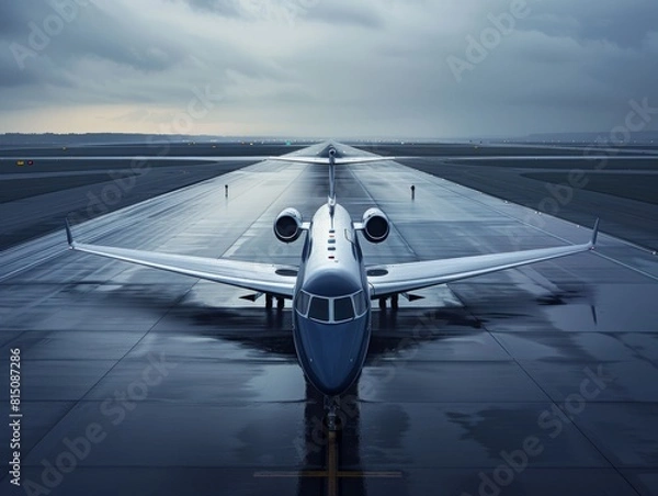Fototapeta Un avion de nuit sur une piste d'atterrissage