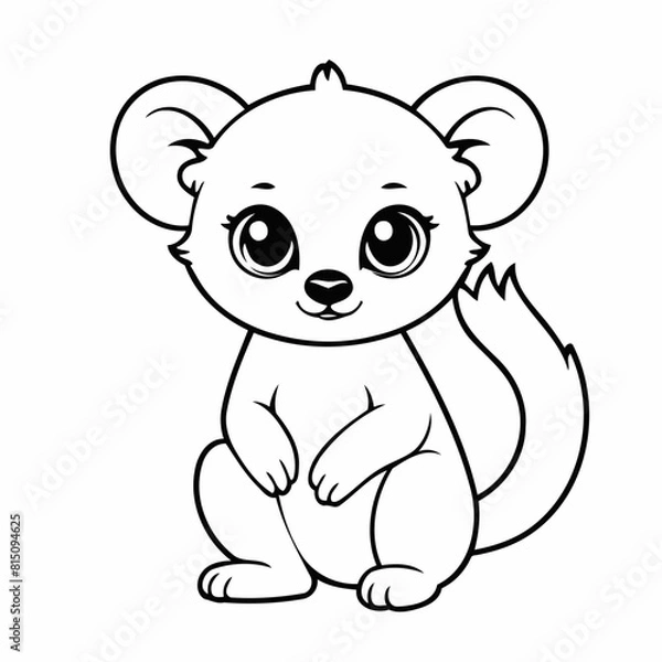 Fototapeta Vector illustration of a cute lemur drawing for kids colouring activity