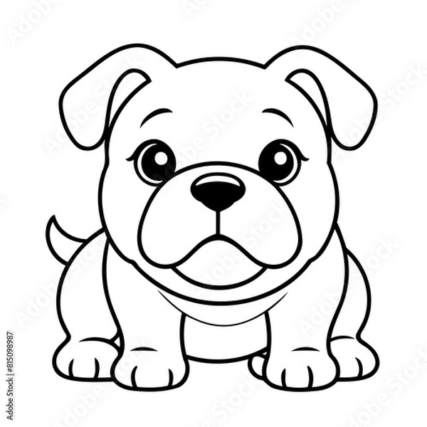 Fototapeta Cute vector illustration Bulldog for toddlers colouring page