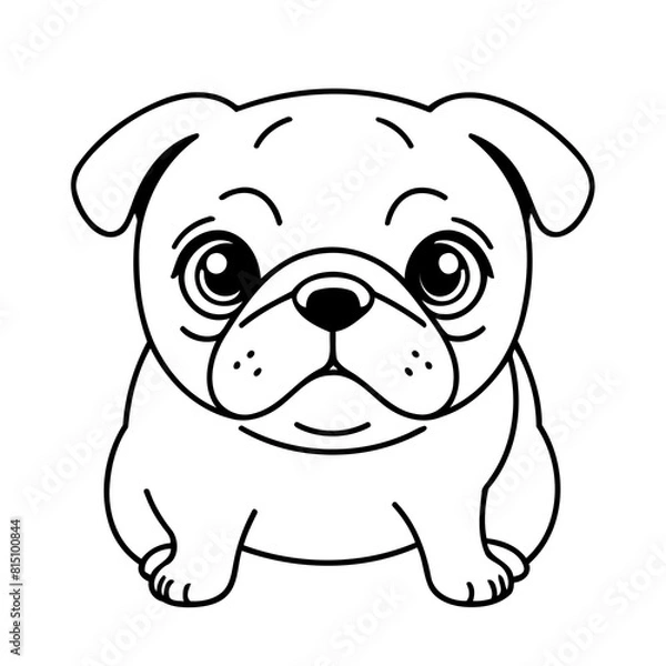 Fototapeta Simple vector illustration of Pug for kids coloring page