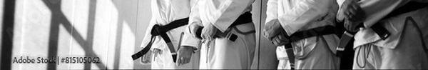 Fototapeta Jiu-jitsu black belt bjj web banner with copy space background