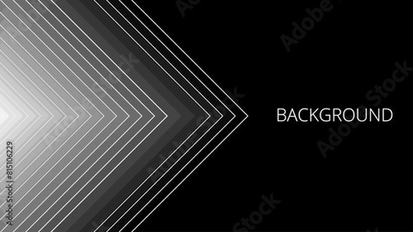 Fototapeta Black abstract background with white triangular pattern, modern geometric texture, diagonal rays and angles	